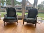 Twee lichtblauwe Barok (Louis XV) fauteuils, Antiek en Kunst, Ophalen