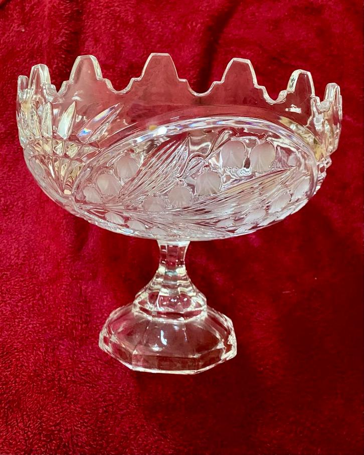 Kristallen fruitschaal met bloemmotief, Antiek en Kunst, Antiek | Glas en Kristal, Ophalen