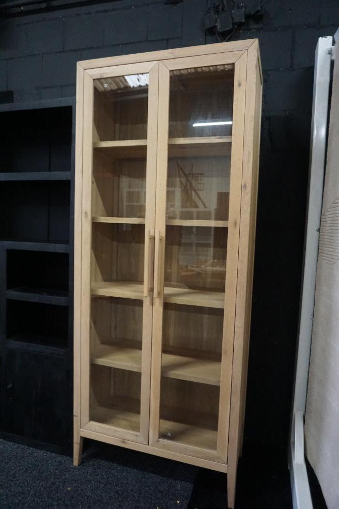 Vitrinekast Eiken Naturel, Huis en Inrichting, Kasten | Vitrinekasten, Zo goed als nieuw, 150 tot 200 cm, 50 tot 100 cm, 25 tot 50 cm