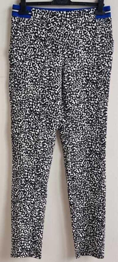 Miss Etam roomwitte broek met dieren print mt. S, Kleding | Dames, Broeken en Pantalons, Zo goed als nieuw, Maat 36 (S), Zwart