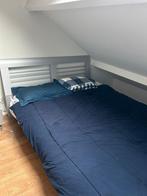 Wit tweepersoonsbed met latten hoofdbord + matras – Goossens, Ophalen, Gebruikt, Wit, Tweepersoons