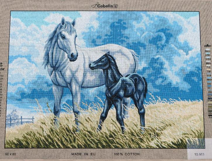 Cado voorbedrukt groot borduurstramien paard met veulen 553, Hobby en Vrije tijd, Borduren en Borduurmachines, Nieuw, Onderdeel of Toebehoren