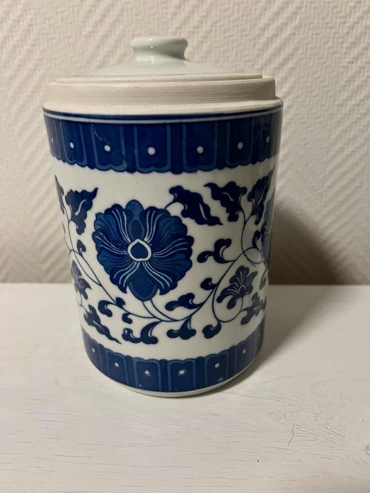 Te Koop Delfts Blauw Voorraadpot Bloemenmotief, Antiek en Kunst, Antiek | Keramiek en Aardewerk, Ophalen of Verzenden