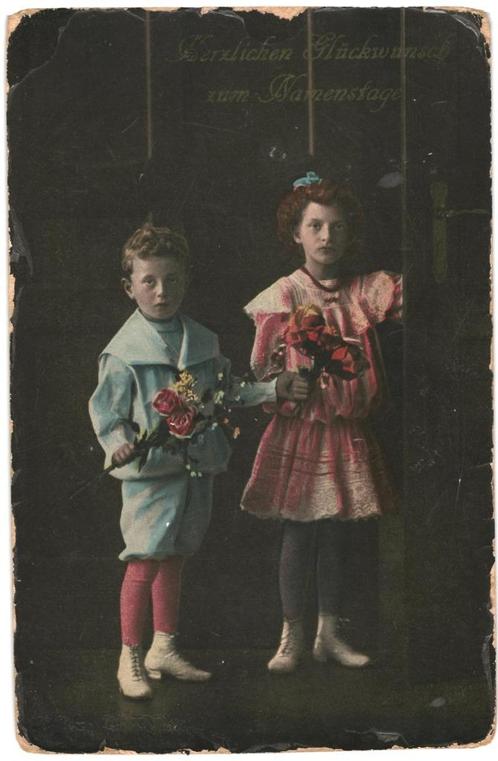 960325	Meisje	Jongen	Fantasie	Duits 1910	 Gelopen met postze, Verzamelen, Ansichtkaarten | Themakaarten, Gelopen, Voor 1920, Kinderen