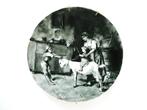 Bord met nostalgische afbeelding moeder met kind en geit, Ophalen of Verzenden