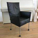 1 IZGS Montis Chaplin design stoel modern zwart leer MAT RVS, Huis en Inrichting, Stoelen, Ophalen, Zwart, Leer, Zo goed als nieuw