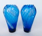 Murano Italy ? swirl vazen blauw wit, vintage Mid Century de, Antiek en Kunst, Verzenden