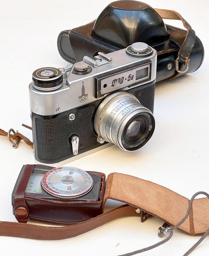 Fed 5B met Industar 26M (50mm f2.8) Olympic (met tas, meter), Audio, Tv en Foto, Fotocamera's Analoog, Compact, Overige Merken