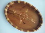 Handgemaakt houten dienblad marokkaans, Ophalen of Verzenden, Gebruikt, Ovaal, Hout