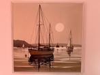 Schilderij zeilboot met zonsondergang, Antiek en Kunst, Ophalen