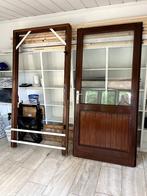 Buitendeur met kozijn hardhout, Doe-het-zelf en Verbouw, Gebruikt, Buitendeur, 200 tot 215 cm, Glas