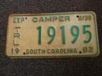 Kentekenplaat licenseplate South Carolina Camper USA, Verzenden, Gebruikt, Auto's