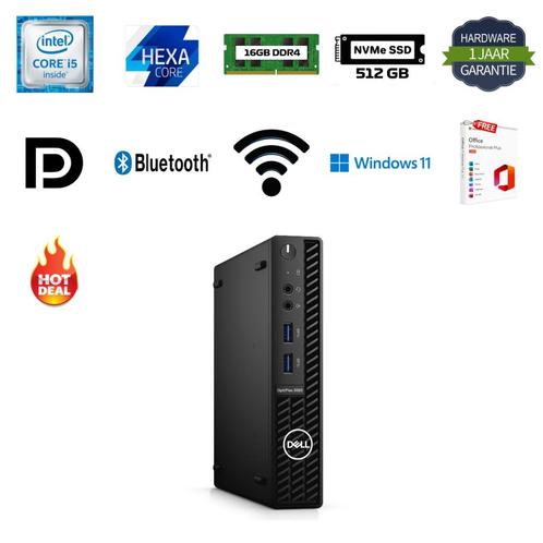 Dell optiplex 3080 micro i5-10500T 16GB 512GB NVMe Office 24, Computers en Software, Desktop Pc's, Gebruikt, 3 tot 4 Ghz, SSD