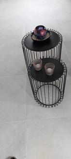 Set van 2 zwarte bijzettafeltjes, Huis en Inrichting, Ophalen, Rond, 45 tot 60 cm