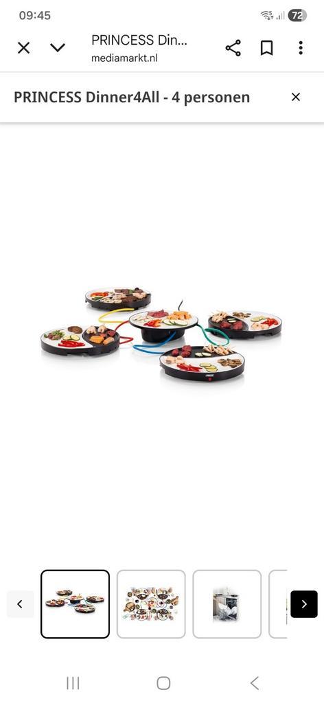 PRINCESS Dinner4All - 4 personen/ 2 sets beschikbaar, Witgoed en Apparatuur, Gourmetstellen, Zo goed als nieuw, Ophalen of Verzenden