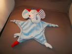 Tiamo olifant ster doekje blauw/rood/wit velours/katoen met, Kinderen en Baby's, Speelgoed | Knuffels en Pluche, Ophalen of Verzenden