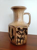 Vintage Aardewerk Vaas met Bloemmotieven West Germany, Ophalen of Verzenden