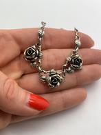 V714 Prachtige zilveren ketting met roosjes, Sieraden, Tassen en Uiterlijk, Antieke sieraden, Ophalen of Verzenden, Zilver, Ketting