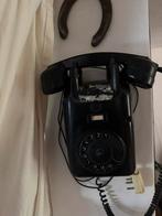 Vintage Zwarte Telefoon met Draaischijf, Telecommunicatie, Vaste telefoons | Niet Draadloos, Ophalen of Verzenden, Gebruikt, Met draaischijf