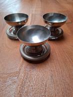 3 rvs schaaltjes met onderzetter, Ophalen of Verzenden, Glas of Kopje