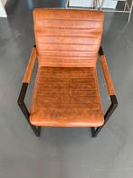 Cognac kunst leren stoelen met stalen frame, Huis en Inrichting, Stoelen, Vijf, Zes of meer stoelen, Industrieel, Gebruikt, Metaal