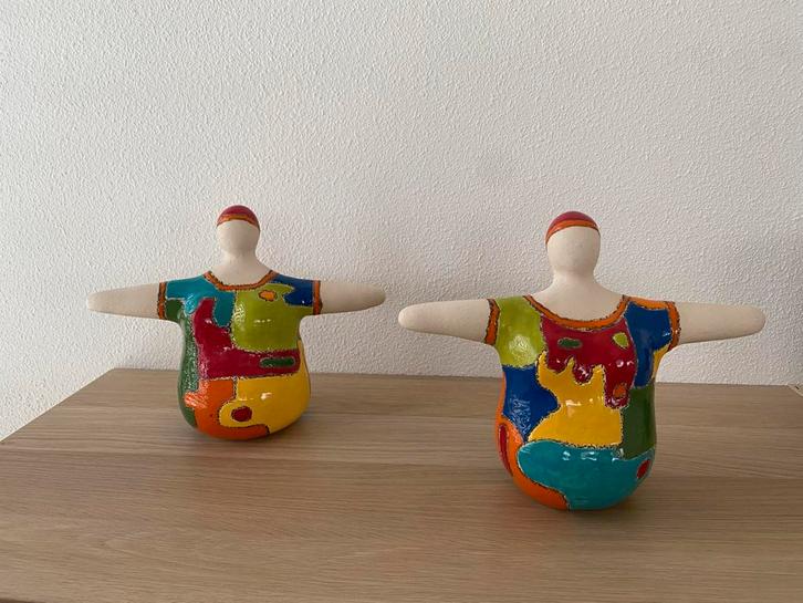 Handgemaakte Keramische Dikke Dames - Set van 2, Antiek en Kunst, Kunst | Beelden en Houtsnijwerken, Ophalen of Verzenden
