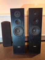 Nette set zwarte Magnat speakers 3-weg bass reflex 120/220W, Audio, Tv en Foto, Luidsprekers, Ophalen, Magnat, Zo goed als nieuw