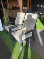 Te koop: verstelbare 2 lounge tuin stoelen (aluminium, teak), Ophalen, Zo goed als nieuw, Aluminium, Verstelbaar