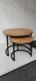 Twee salontafels salontafel mango hout rond, Huis en Inrichting, Ophalen, Gebruikt, 50 tot 100 cm, Rond