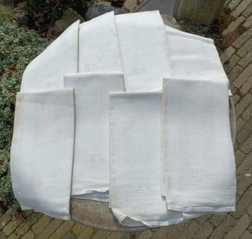 Antieke linnen mangeldoek roldoek monogram HN 125x46 (BT5) beschikbaar voor biedingen