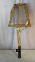 Mooie Retro Houten Tennisracket met spanner - Royal Blue, Ophalen of Verzenden, Zo goed als nieuw, Racket, Overige merken