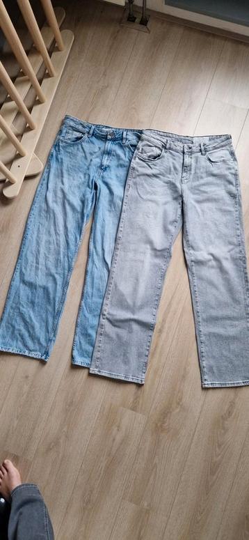 2x wijde wideleg jeans blauw+grijs v. Mango/NoisyMay mt38/40 beschikbaar voor biedingen
