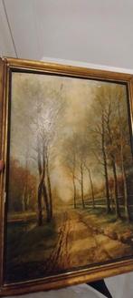 Schilderij: Bospad met bomen, Antiek en Kunst, Kunst | Schilderijen | Klassiek, Ophalen of Verzenden