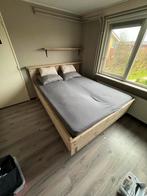 Steigerhouten 2-persoons zwevend bed, Ophalen, Bruin, Steigerhout, Tweepersoons