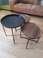 Ronde salontafeltjes/bijzettafeltjes bruin/zwart, Huis en Inrichting, Tafels | Bijzettafels, Minder dan 55 cm, Rond, Zo goed als nieuw