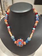 Antieke uniek patroon glaskralen ketting Venetiaanse, Ophalen of Verzenden, Overige materialen, Ketting