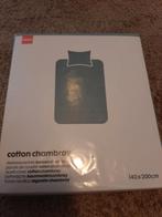 HEMA Cotton Chambray Dekbedovertrek 140x200, Eenpersoons, Blauw, Dekbedovertrek, Nieuw