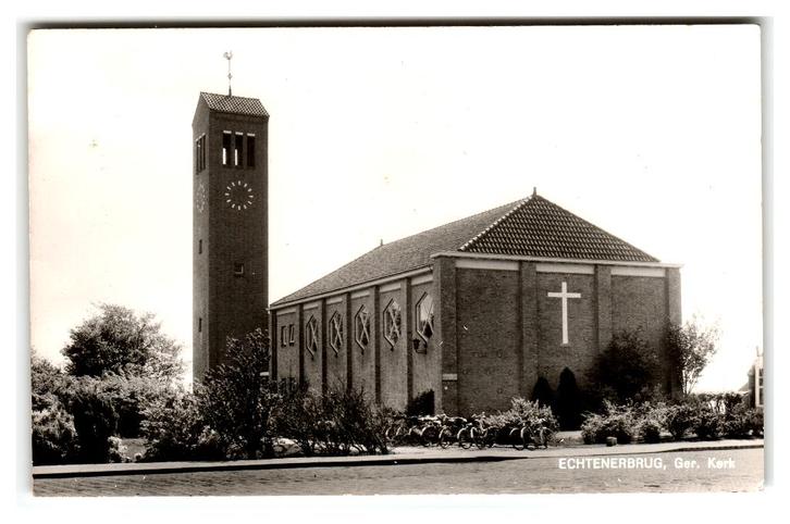 Echtenerbrug, (tussen Lemmer en Wolvega) Ger. Kerk, Verzamelen, Ansichtkaarten | Nederland, Ongelopen, Friesland, 1960 tot 1980