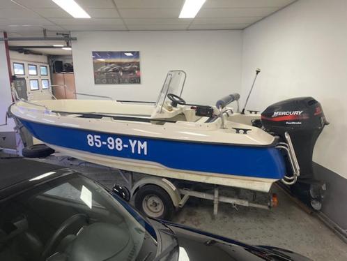 Consoleboot + 25 PK 4-TAKT Mercury + trailer, Watersport en Boten, Vis- en Consoleboten, Gebruikt, 10 tot 30 pk, 3 tot 6 meter