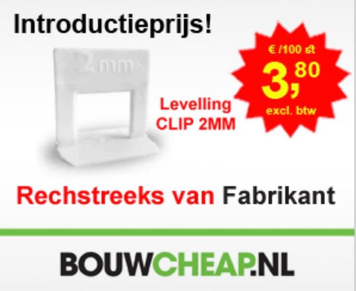 €.45.00 voor 1000 clips en 250 keggen en 1 tang, Doe-het-zelf en Verbouw, Tegels, Zo goed als nieuw, Overige materialen, 10 m² of meer