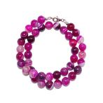 Halsketting Agaat roze  Kralen 10 mm  925 sterling zilver, Ophalen of Verzenden, Mineraal