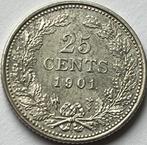25 cent 1901 heel mooi exemplaar, Zilver, 25 cent, Ophalen of Verzenden, Koningin Wilhelmina