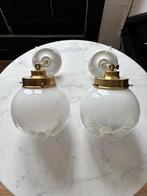 Vintage set 2 murano mazzega glazen bollamp globe wandlampen, Ophalen of Verzenden, Metaal