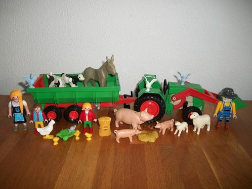 traktor met aanhanger en boerderijdieren / boer / dieren, Kinderen en Baby's, Speelgoed | Playmobil, Gebruikt, Complete set, Ophalen of Verzenden