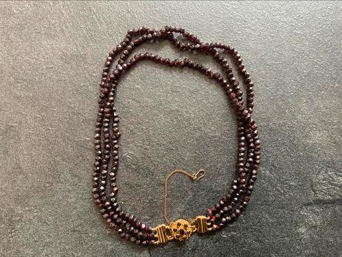 Aangeboden een vintage gouden granaat ketting, Sieraden, Tassen en Uiterlijk, Antieke sieraden, Ketting, Goud, Ophalen of Verzenden