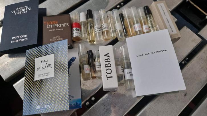 Parfum Samples: Lorenzo Villoresi, Hermès, Sisley & Meer, Sieraden, Tassen en Uiterlijk, Uiterlijk | Parfum, Zo goed als nieuw