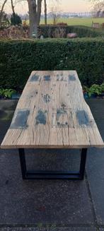 Spoorbiels balken tafel 250 x 95, Ophalen, 200 cm of meer, 50 tot 100 cm, Vijf personen of meer