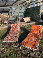 Retro Opklapbare Strandstoelen - Set van 2, Tuin en Terras, Ligbedden, Ophalen, Gebruikt, Metaal, Inklapbaar