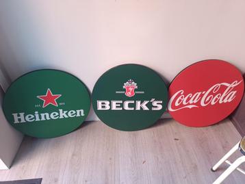 Set van 3 decoratieve reclameborden – Heineken, Beck’s & Coc beschikbaar voor biedingen