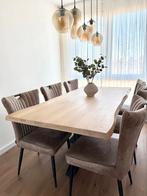 Licht eikenhouten eettafel boomstam spinpoot, Huis en Inrichting, Tafels | Eettafels, Zo goed als nieuw, Vijf personen of meer